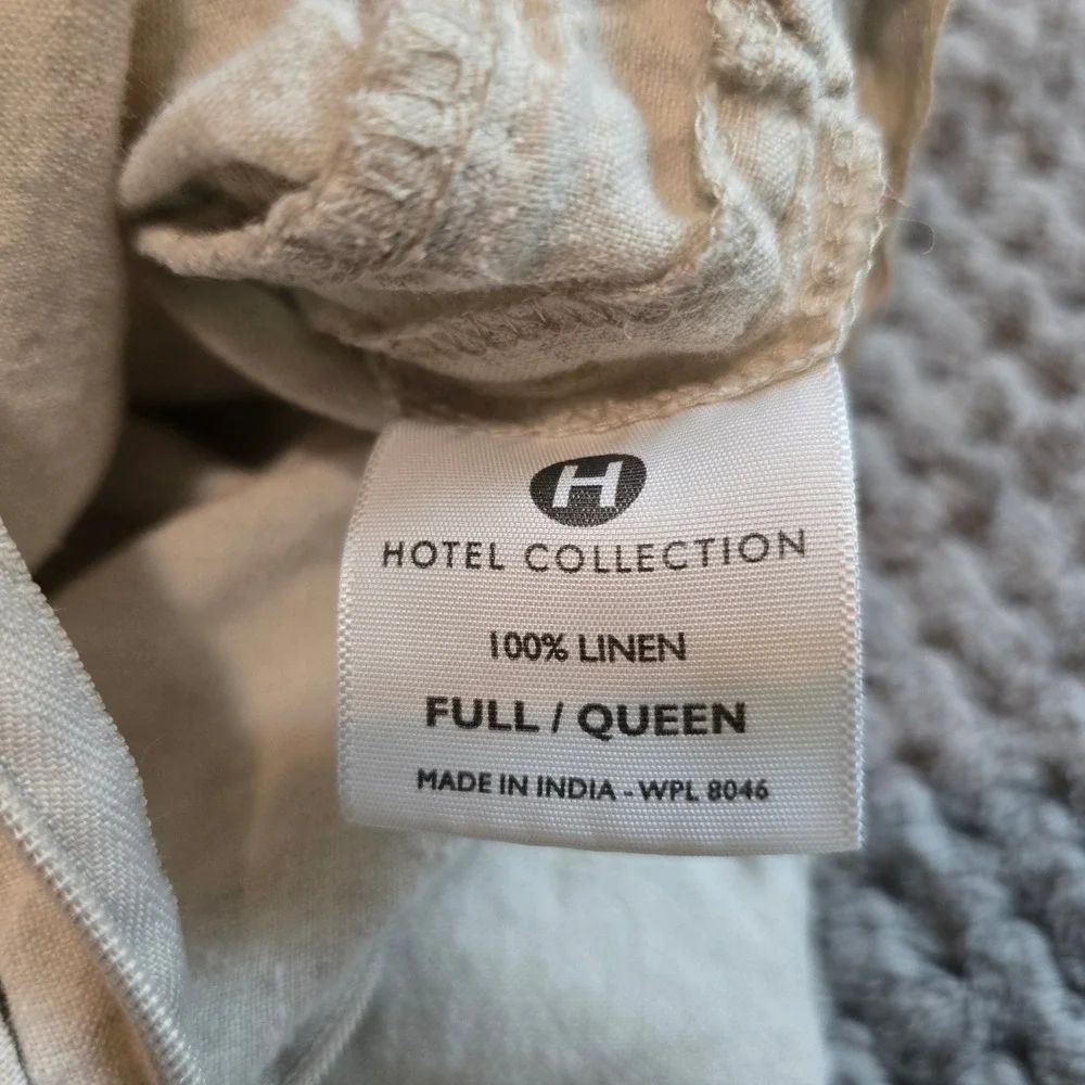 Hotel Collection 100% Linen Full/Queen Duvet Cover Cream Oatmeal Natural Neutral
